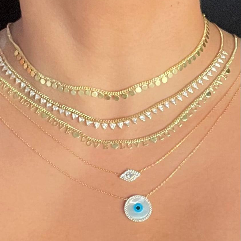 Evil Eye Mother of Pearl Disc Necklace: Where Elegance Meets Protection