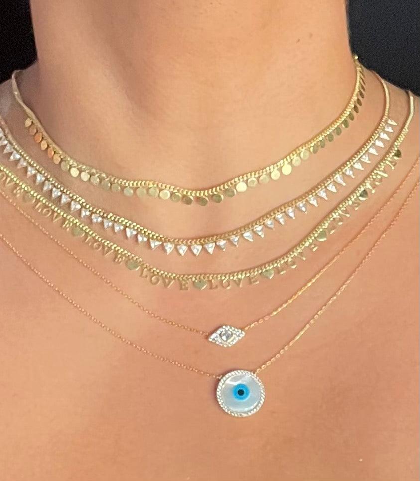 Evil Eye Mother of Pearl Disc Necklace: Where Elegance Meets Protection