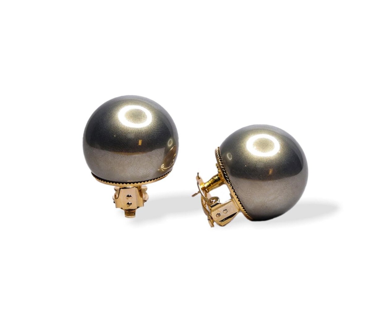 25mm Half Round Pearl Stud Earring with Back Clip - Bansri Mehta Design
