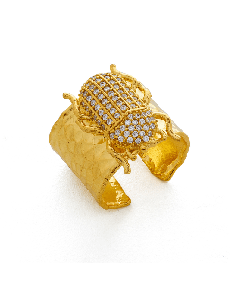 Hammered Finish Scarab Ring - Bansri Mehta Design