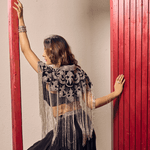 Majestic Velvet Beaded Tassel Cape - Bansri Mehta Design
