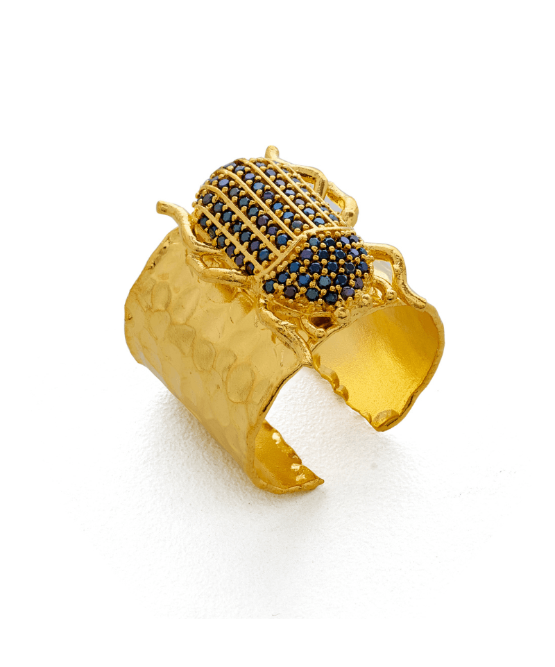 Hammered Finish Scarab Ring - Bansri Mehta Design