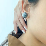 16mm Button Mother of Pearl Stud Earrings - Bansri Mehta Design