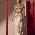Imperial White Ornate Tassel Cape - Bansri Mehta Design