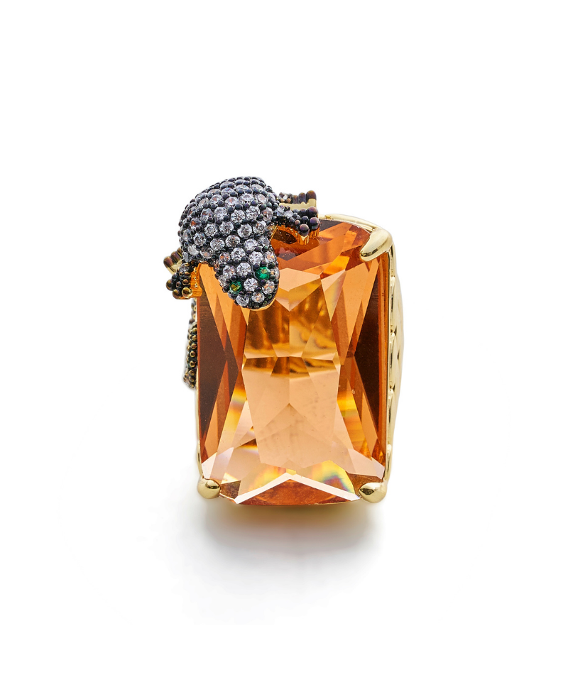 Lucky Gekko Goddess Cocktail Ring - Bansri Design 