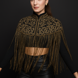 Bohemian Hand Beaded Cape with Shimmer Tassels