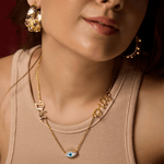 Personalized Double Name Evil Eye Charm Necklace - Bansri Mehta Design