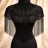 La Opera Noir Bisou Beaded Tassel Cape