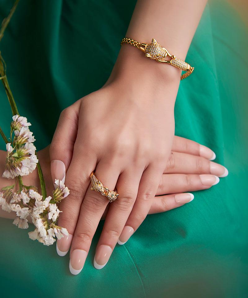 Panther Lariat Necklace, Bracelet, Earring & Ring Set - Bansri Mehta Design