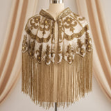 Radiant Ivory White Bisou Beaded Tassel Cape
