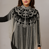 Majestic Velvet Beaded Tassel Cape