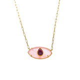 Natural Stone Cutout Evil Eye Necklace