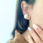 16mm Button Mother of Pearl Stud Earrings - Bansri Mehta Design
