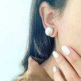 16mm Button Mother of Pearl Stud Earrings - Bansri Mehta Design