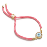 Evil Eye Disc Adjustable Cord Bracelet