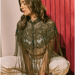 Majestic Emerald Green Tassel Cape - Bansri Mehta Design
