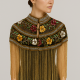Garden of Eden Floral Bejeweled Tassel Cape