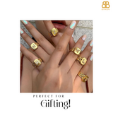 Gold Band Initial Letter Ring