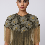 Regina Gold & Black Floral Cape