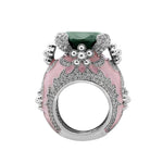 Isabeau Goddess Pink Emerald Cocktail Ring - Bansri Design 