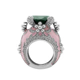 Isabeau Goddess Pink Emerald Cocktail Ring - Bansri Design 