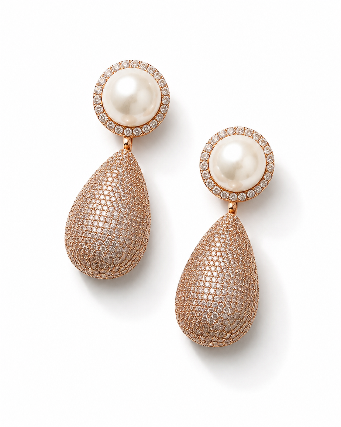 Pearl Statement Crystal Studded Earrings