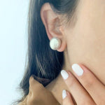16mm Button Mother of Pearl Stud Earrings - Bansri Mehta Design