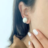16mm Button Mother of Pearl Stud Earrings - Bansri Mehta Design