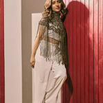 Majestic Emerald Green Tassel Cape - Bansri Mehta Design