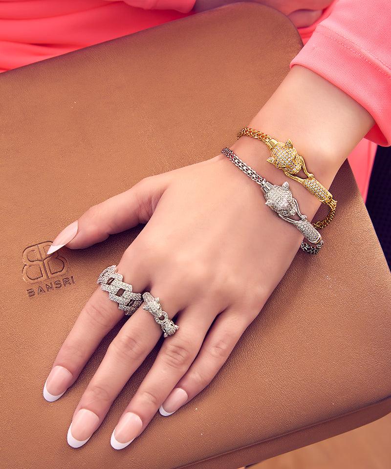 Panther Lariat Necklace, Bracelet, Earring & Ring Set - Bansri Mehta Design