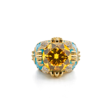 Isabeau Goddess Gold Citrine Cocktail Ring - Bansri Design 