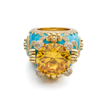 Isabeau Goddess Gold Citrine Cocktail Ring - Bansri Design 