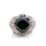 Isabeau Goddess Pink Emerald Cocktail Ring - Bansri Design 