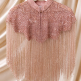 Kendra Blush Pink Beaded Tassel Cape