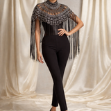 The Royale Noir Bisou Beaded Tassel Cape