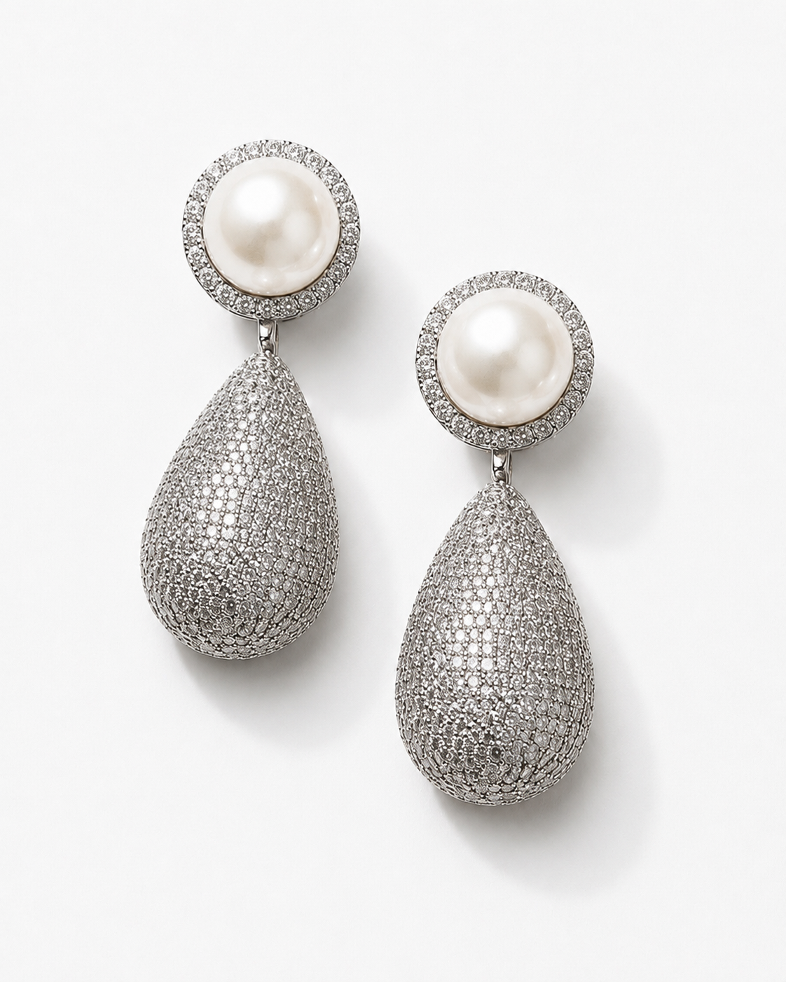 Pearl Statement Crystal Studded Earrings