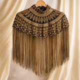 The Royale Noir Bisou Beaded Tassel Cape