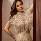 Raas Royale Beaded Pearl Tassel Cape