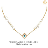 Personalized Double Name Evil Eye Charm Necklace