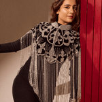 Majestic Velvet Beaded Tassel Cape - Bansri Mehta Design