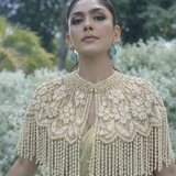Raas Royale Beaded Pearl Tassel Cape