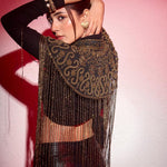 Bohemian Hand Beaded Cape with Shimmer Tassels - Bansri Mehta Design