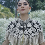 Raas Royale Beaded Pearl Tassel Cape