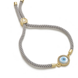 Evil Eye Disc Adjustable Cord Bracelet