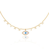 Personalized Name Evil Eye Necklace - Bansri Mehta Design