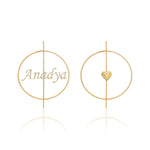 Personalized Name & Heart Hoop Earrings - Bansri Mehta Design