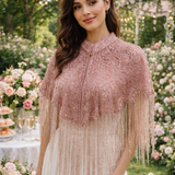 Kendra Blush Pink Beaded Tassel Cape