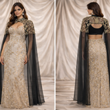 Starlight Cascade Beaded Long Cape