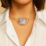 Coiled Eye Amethyst Quartz Necklace in 18K Gold