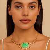 Coiled Eye Emerald Quartz Necklace in 18K Gold